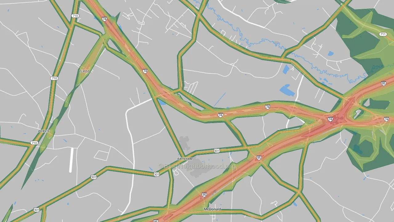 Barnesville, NC Map of Noise Levels in Barnesville