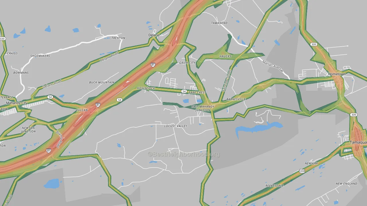 Barnesville, PA Map of Noise Levels in Barnesville