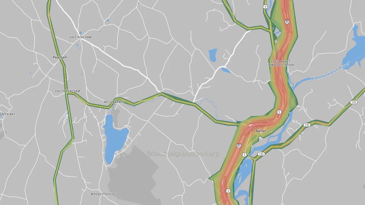 Barnet, VT Map of Noise Levels in Barnet
