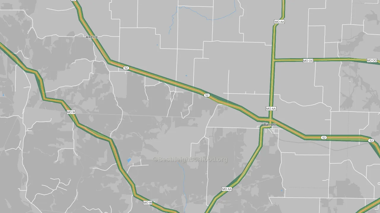 Barnett, MO Map of Noise Levels in Barnett
