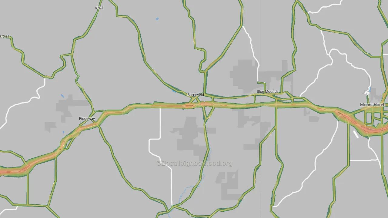 Barneveld, WI Map of Noise Levels in Barneveld