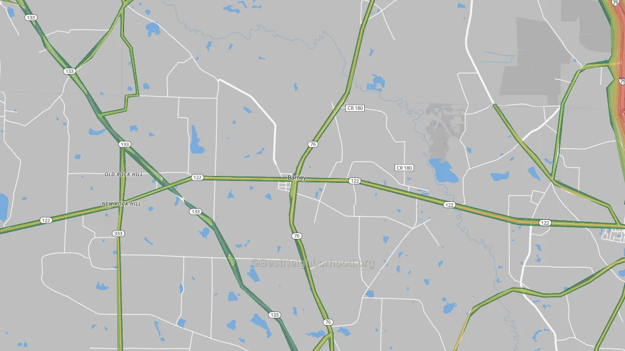 Barney, GA Map of Noise Levels in Barney