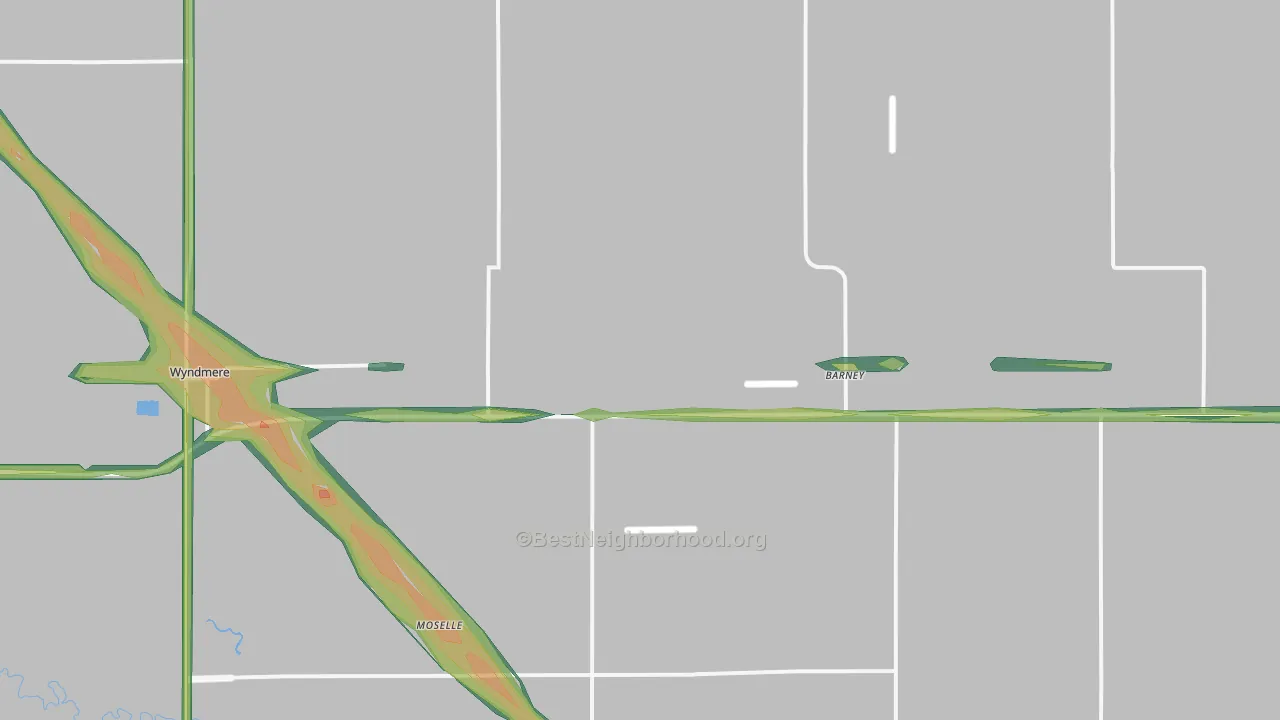 Barney, ND Map of Noise Levels in Barney