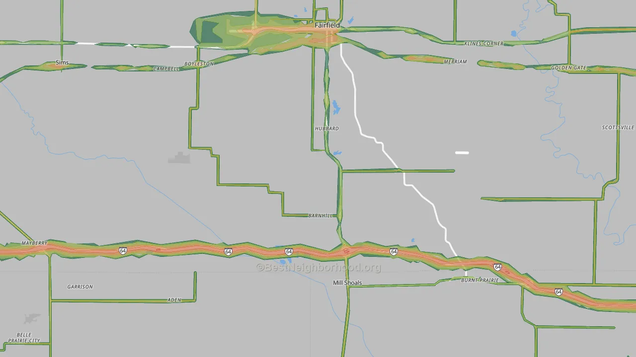 Barnhill, IL Map of Noise Levels in Barnhill