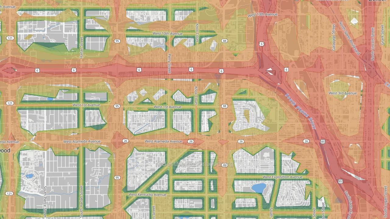 Barnum, Denver, CO Map of Noise Levels in Barnum