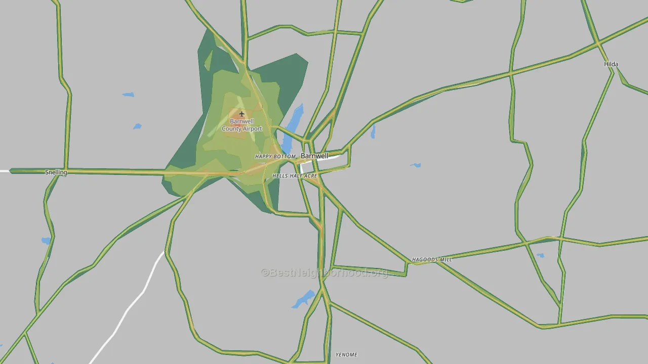 Barnwell, SC Map of Noise Levels in Barnwell
