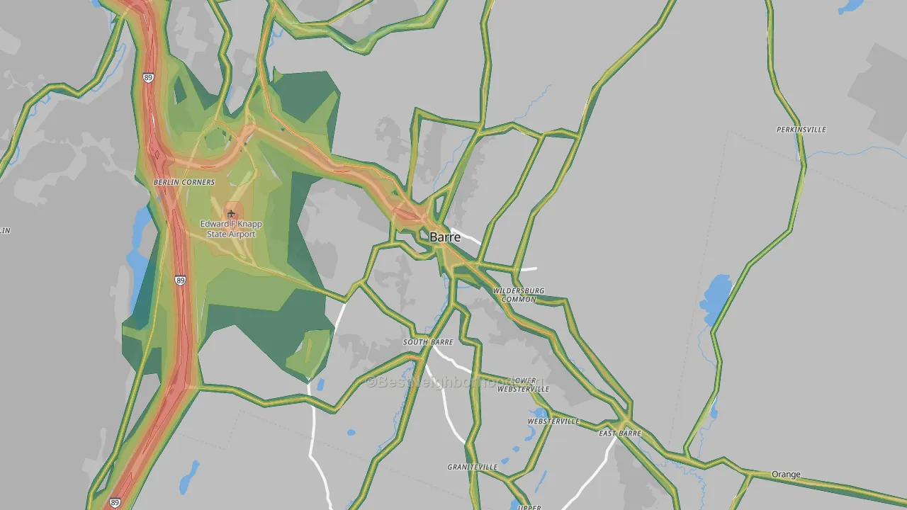 Barre, VT Map of Noise Levels in Barre