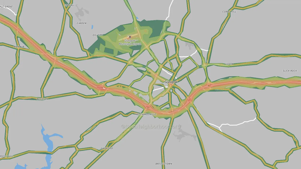 Barren County, KY Map of Noise Levels in Barren County