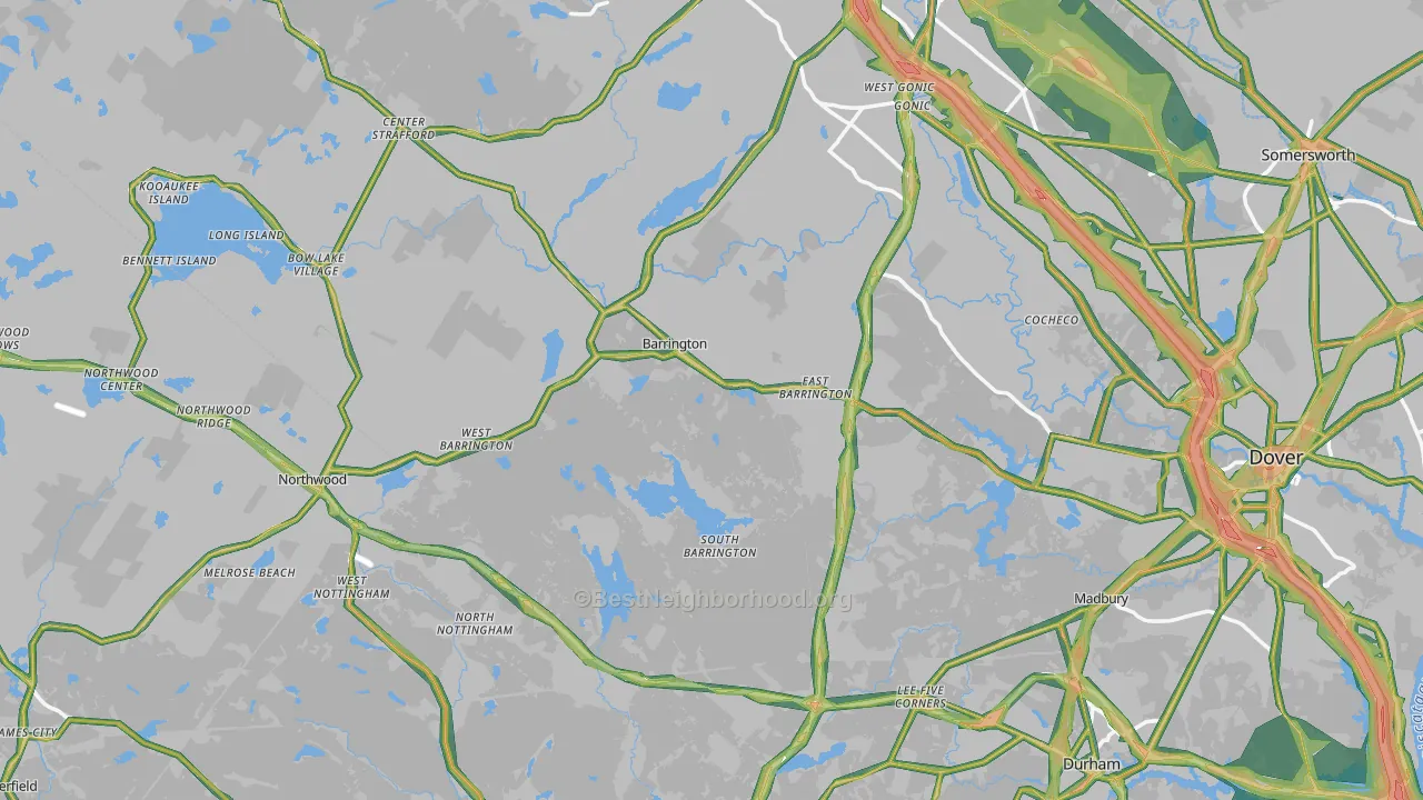 Barrington, NH Map of Noise Levels in Barrington
