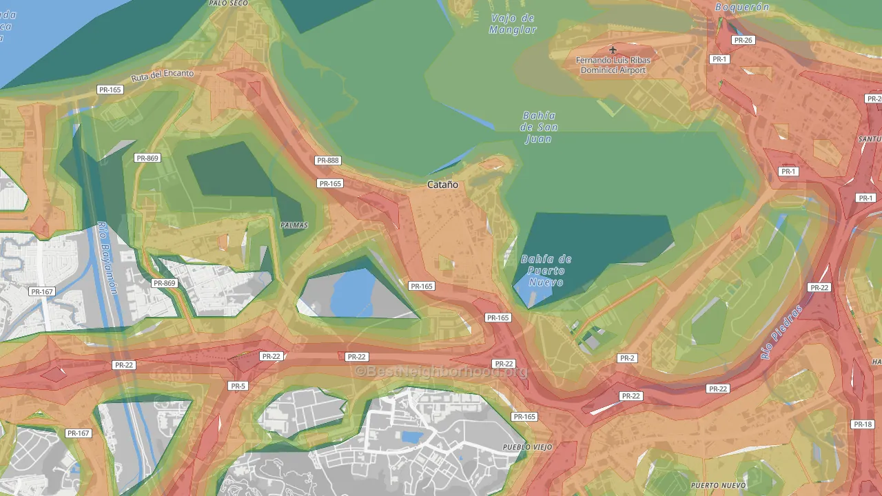 Barrio Amelia, Guaynabo, PR Map of Noise Levels in Barrio Amelia
