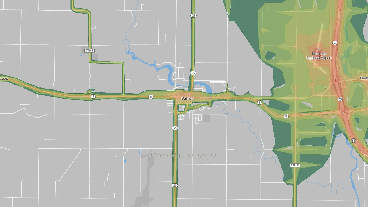 Barron, WI Map of Noise Levels in Barron