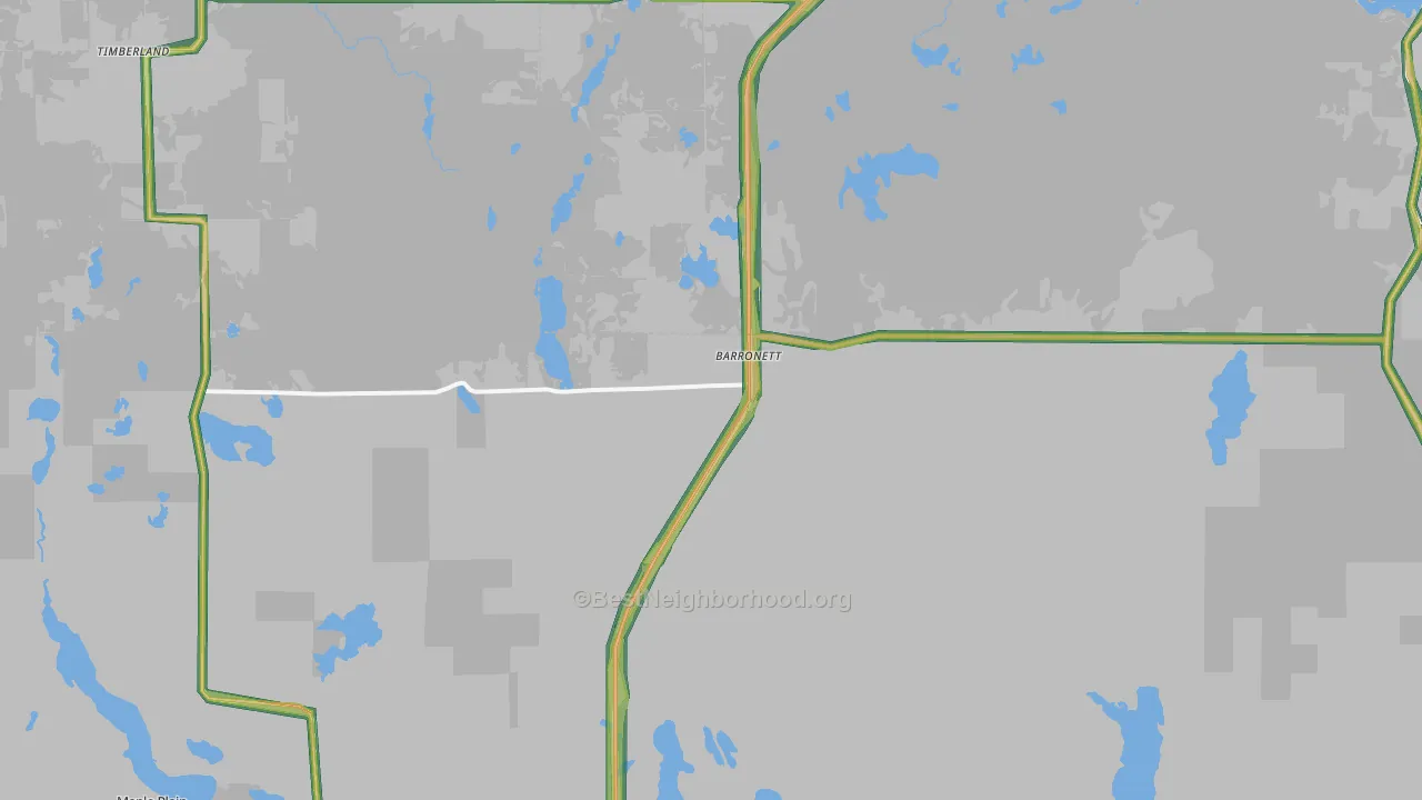 Barronett, WI Map of Noise Levels in Barronett