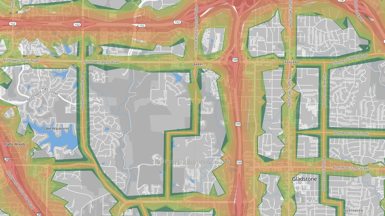 Barry Harbour, Kansas City, MO Map of Noise Levels in Barry Harbour