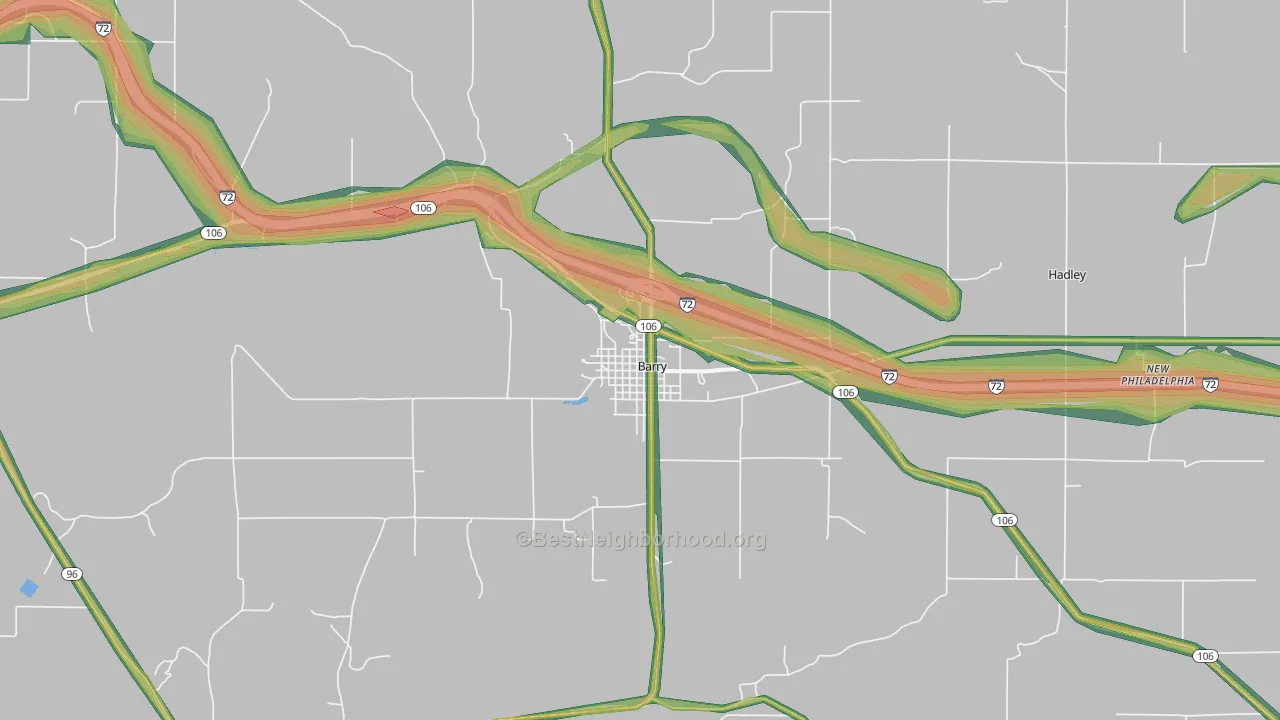 Barry, IL Map of Noise Levels in Barry