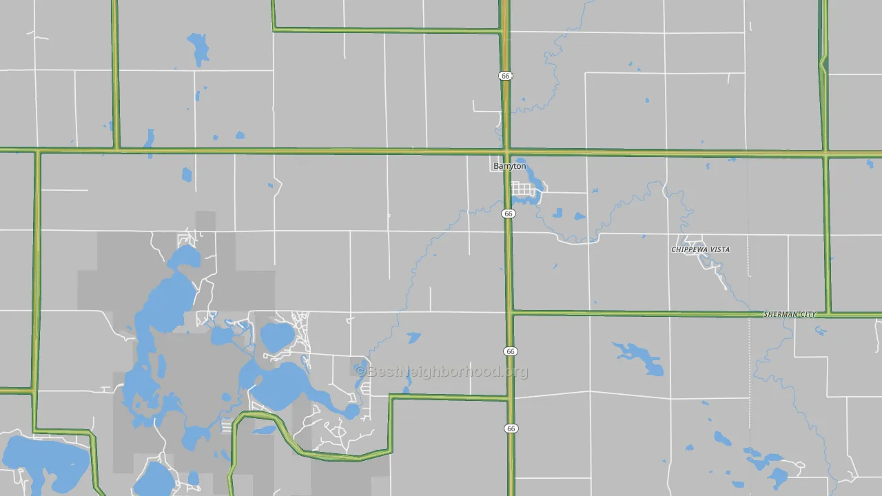 Barryton, MI Map of Noise Levels in Barryton