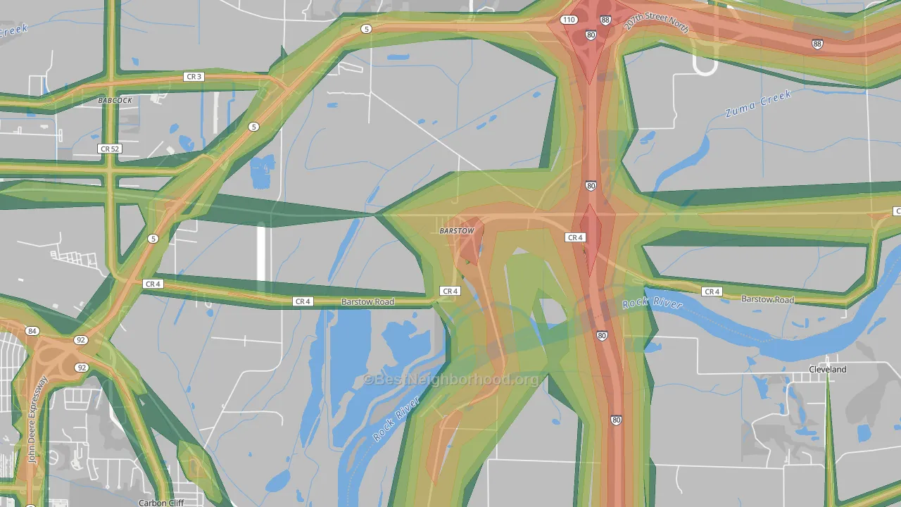 Barstow, IL Map of Noise Levels in Barstow
