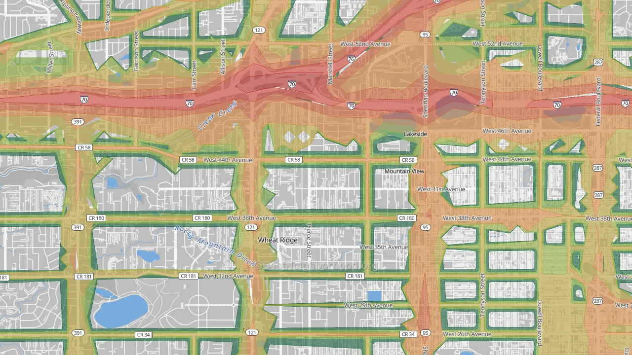 Barths, Wheat Ridge, CO Map of Noise Levels in Barths
