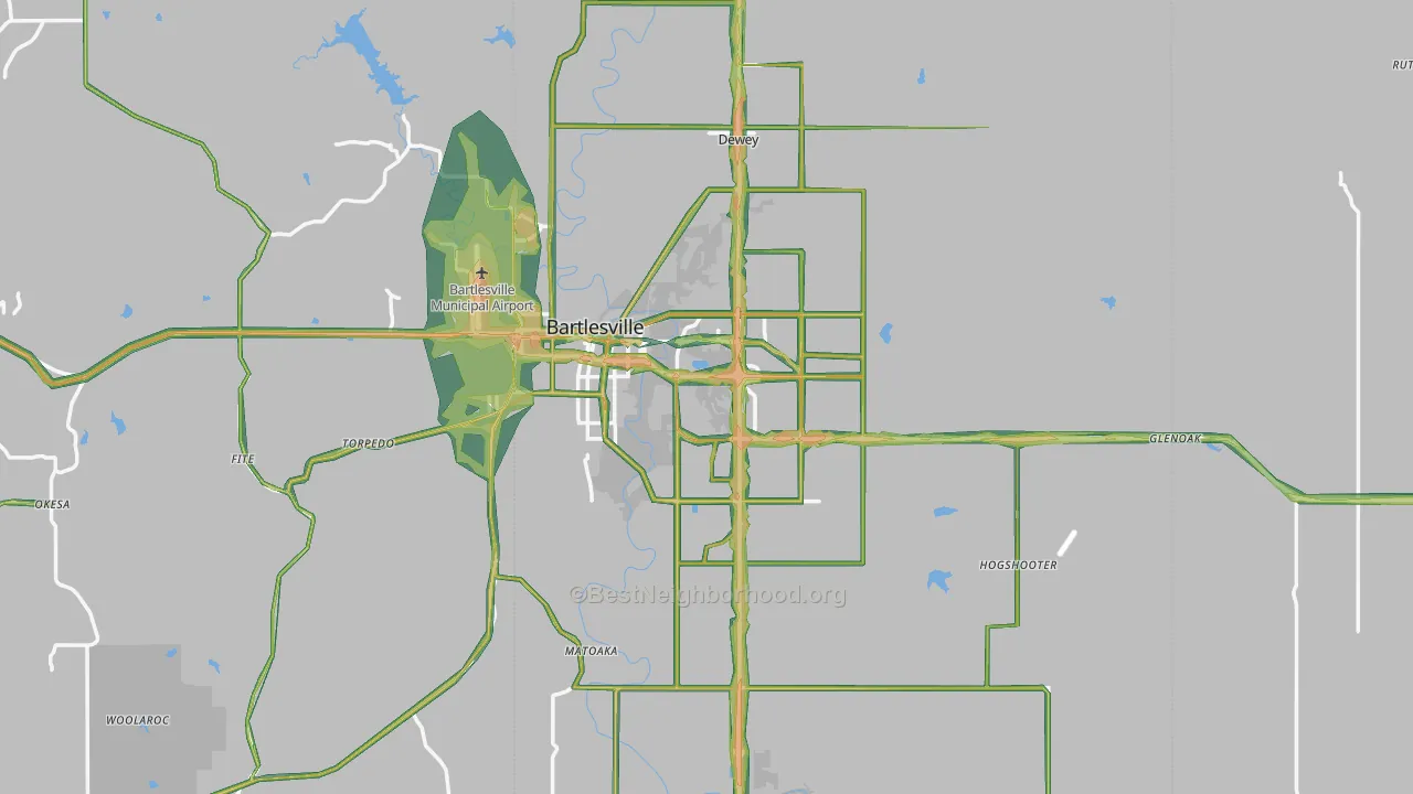Bartlesville, OK Map of Noise Levels in Bartlesville