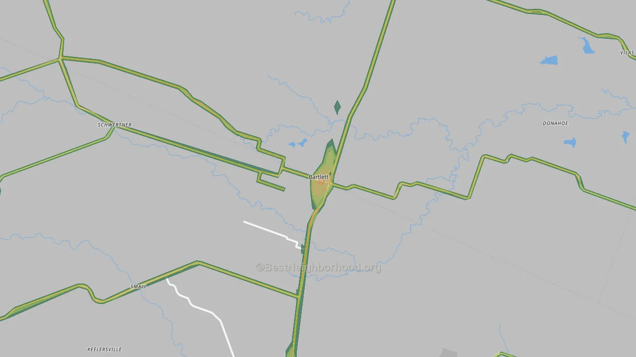 Bartlett, TX Map of Noise Levels in Bartlett