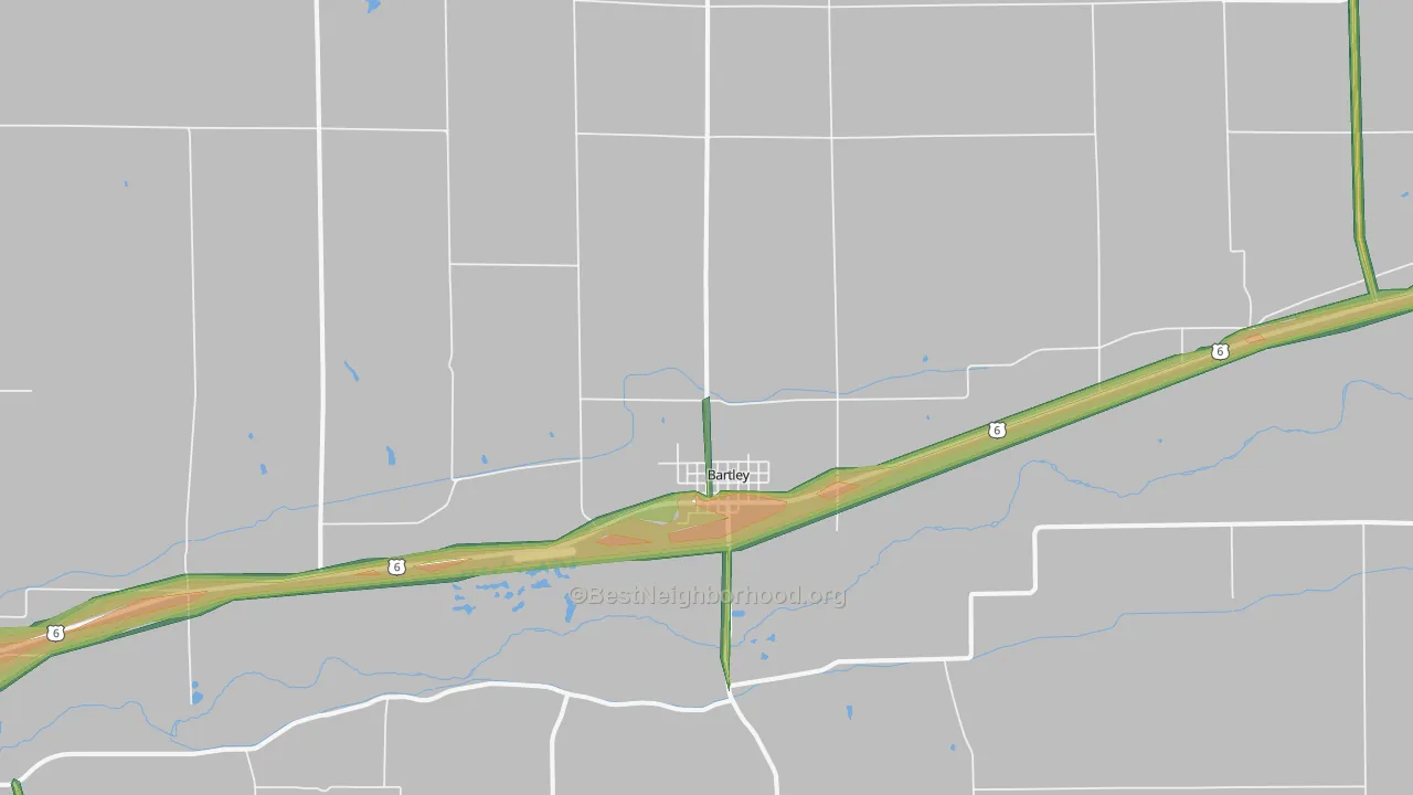 Bartley, NE Map of Noise Levels in Bartley