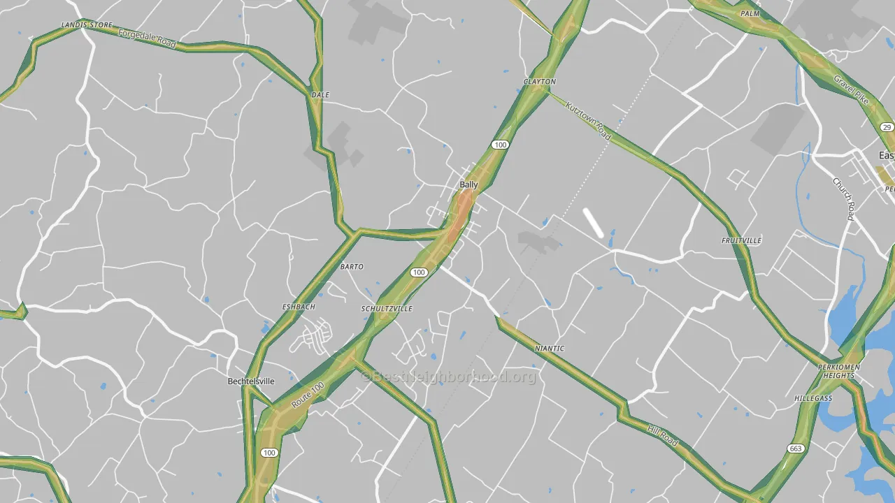 Barto, PA Map of Noise Levels in Barto