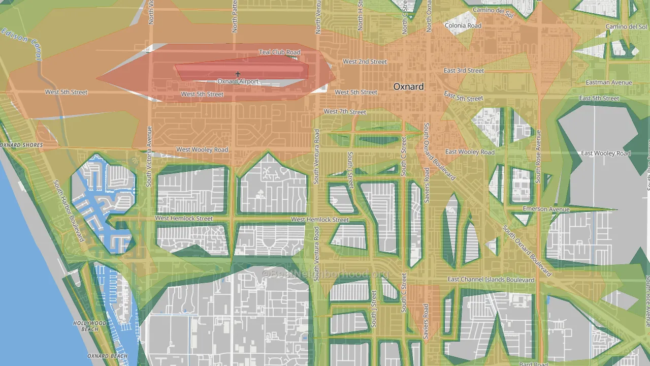 Bartolo Square North, Oxnard, CA Map of Noise Levels in Bartolo Square North