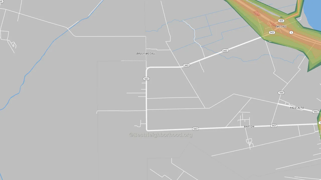 Barton, LA Map of Noise Levels in Barton