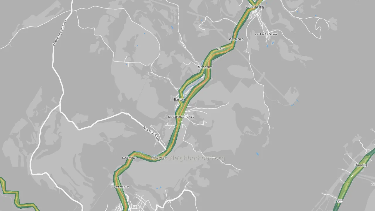 Barton, MD Map of Noise Levels in Barton