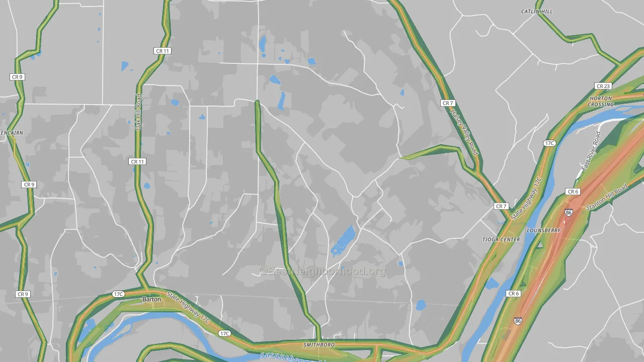 Barton, NY Map of Noise Levels in Barton