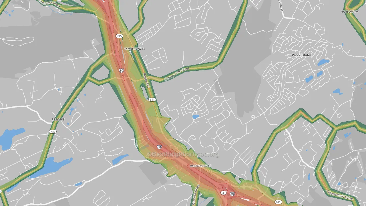 Bartonsville, PA Map of Noise Levels in Bartonsville
