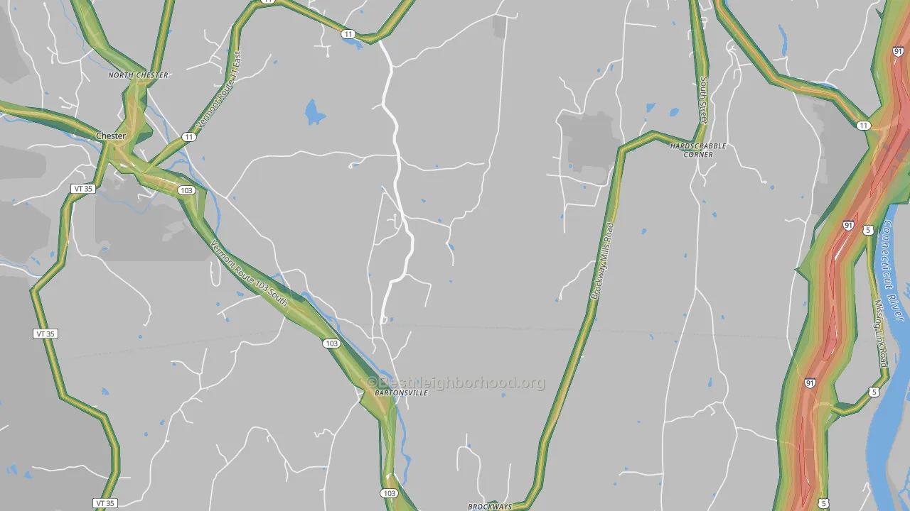 Bartonsville, VT Map of Noise Levels in Bartonsville