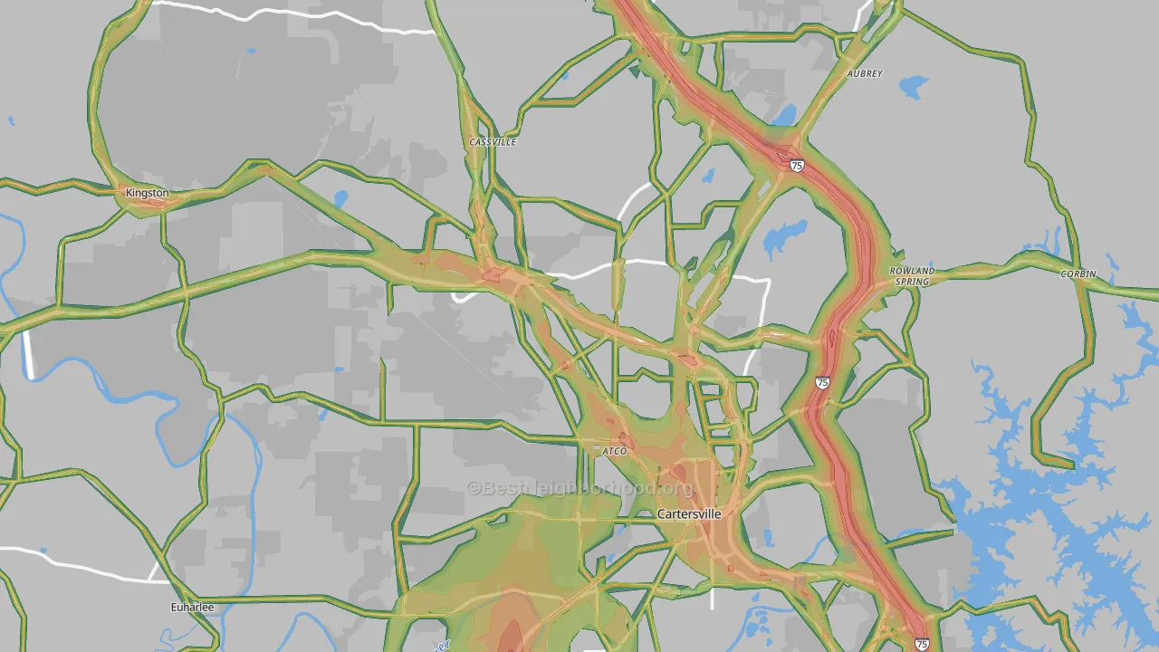 Bartow County, GA Map of Noise Levels in Bartow County