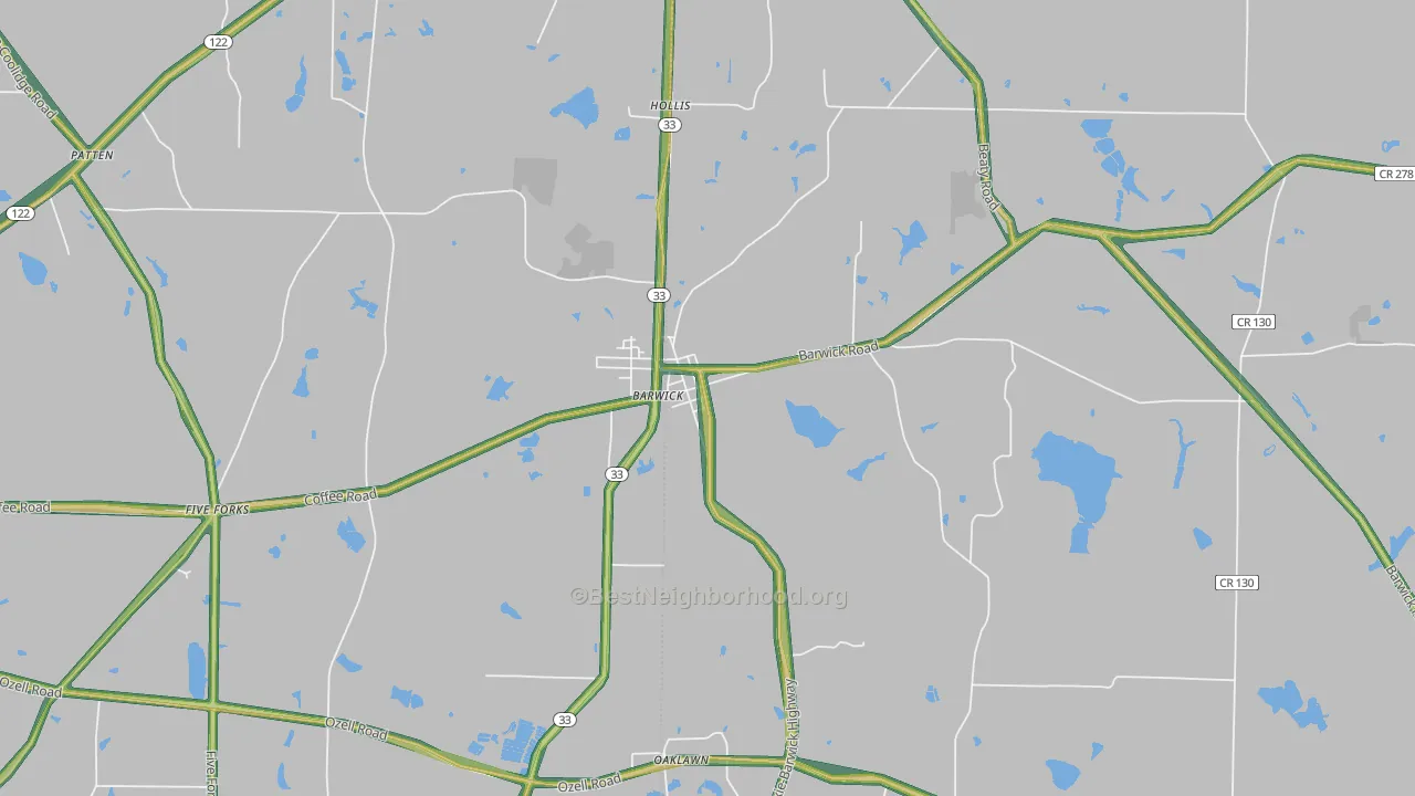 Barwick, GA Map of Noise Levels in Barwick