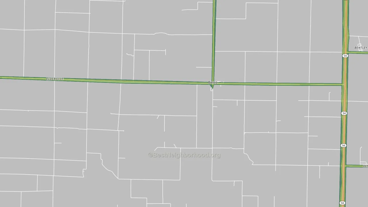 Basco, IL Map of Noise Levels in Basco