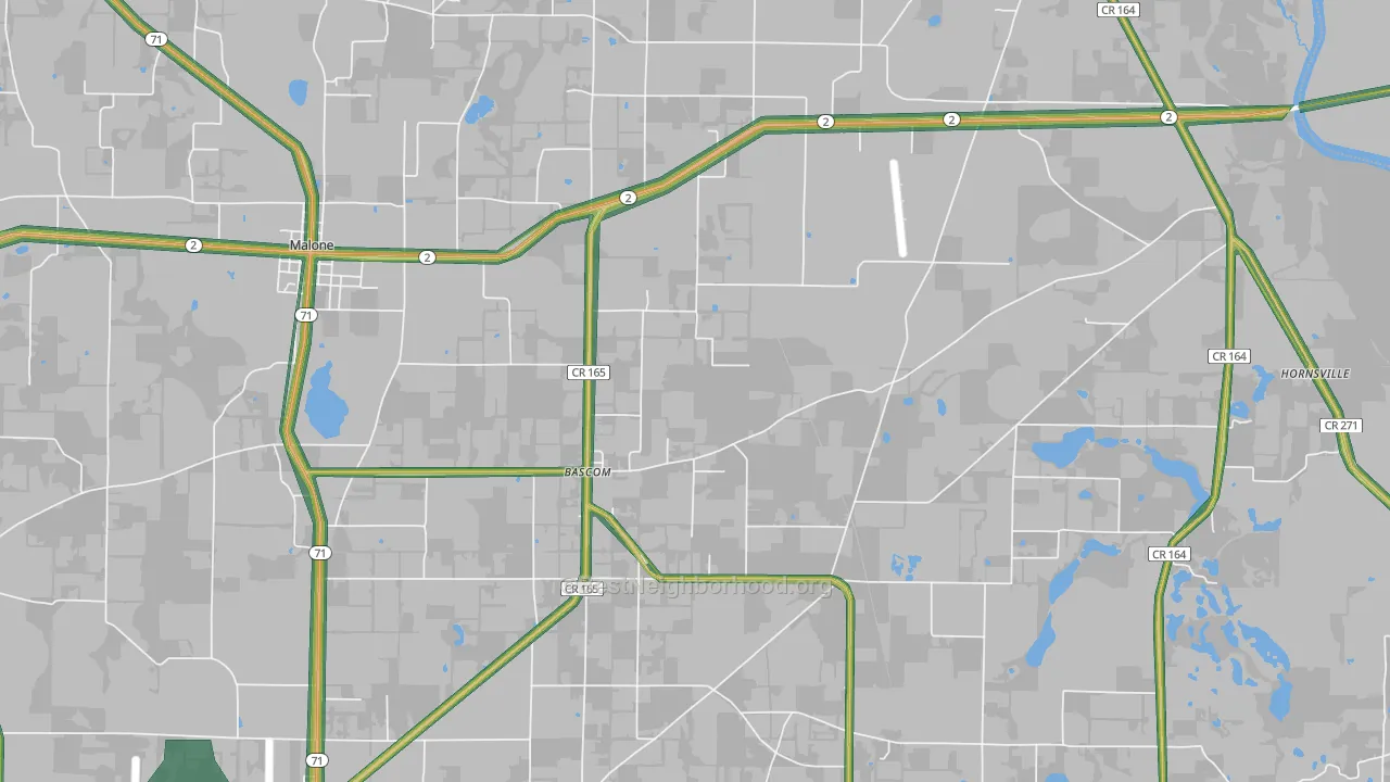 Bascom, FL Map of Noise Levels in Bascom