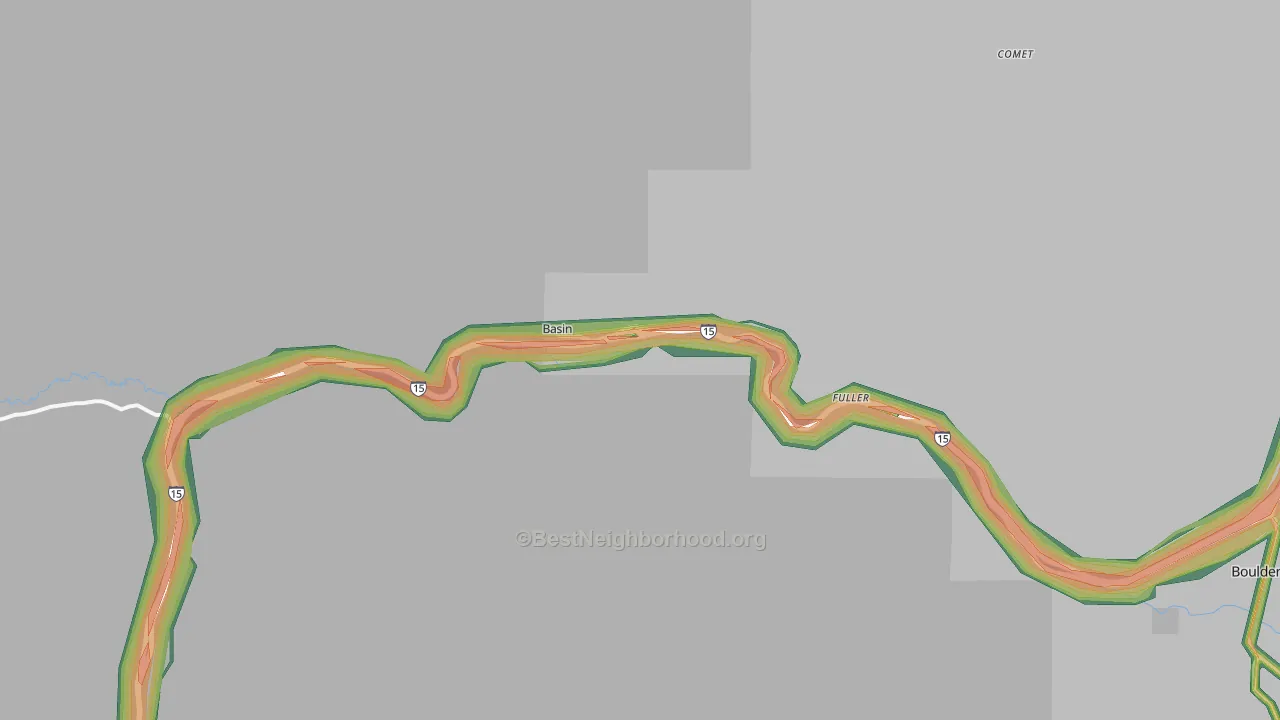 Basin, MT Map of Noise Levels in Basin