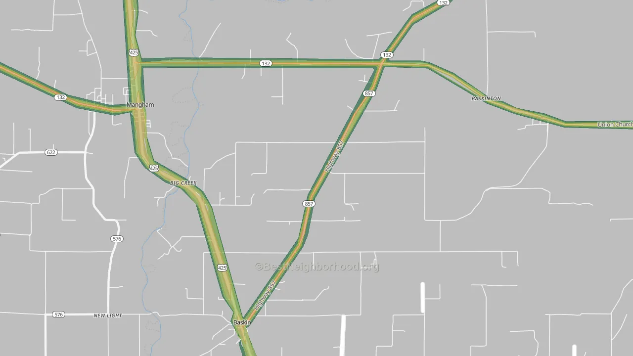 Baskin, LA Map of Noise Levels in Baskin