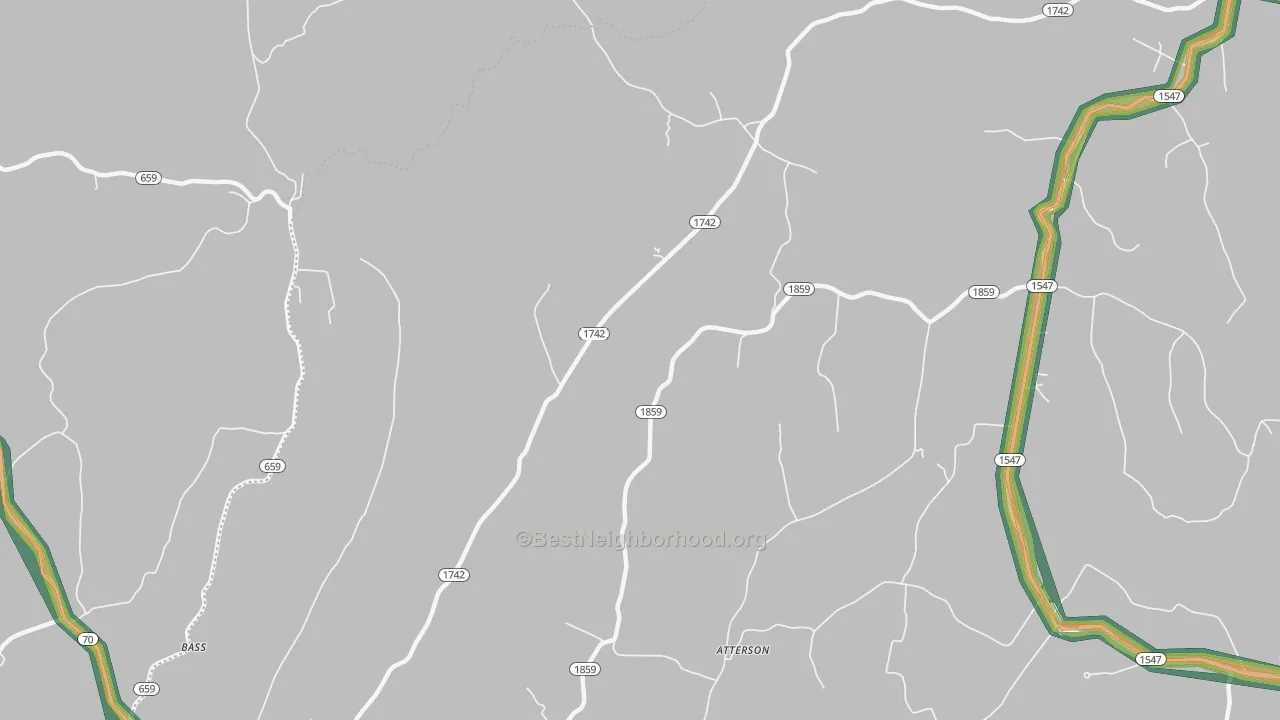 Bass, KY Map of Noise Levels in Bass