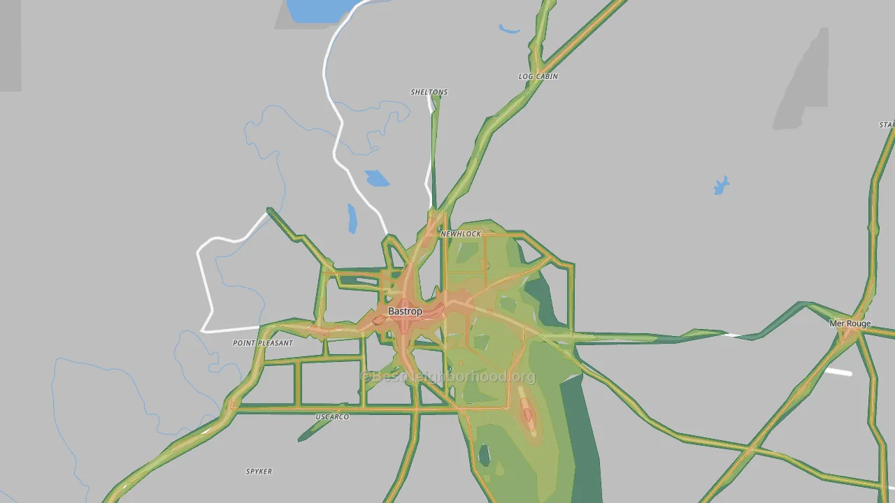 Bastrop, LA Map of Noise Levels in Bastrop