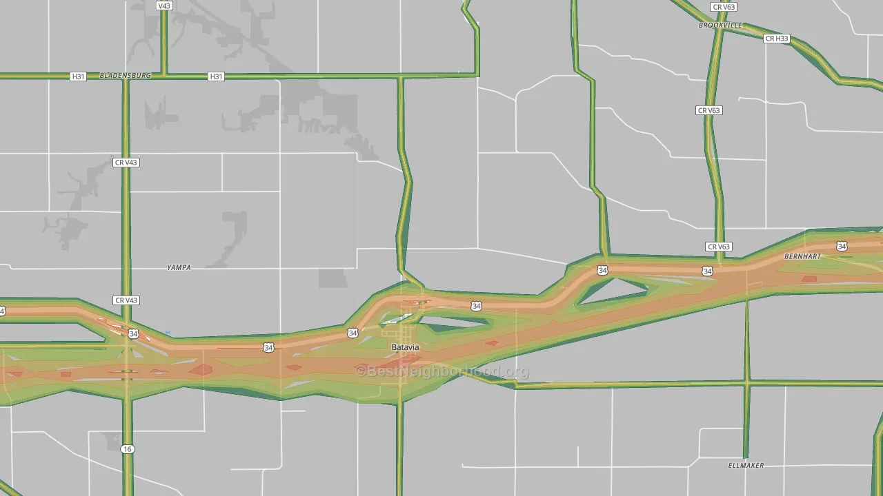 Batavia, IA Map of Noise Levels in Batavia
