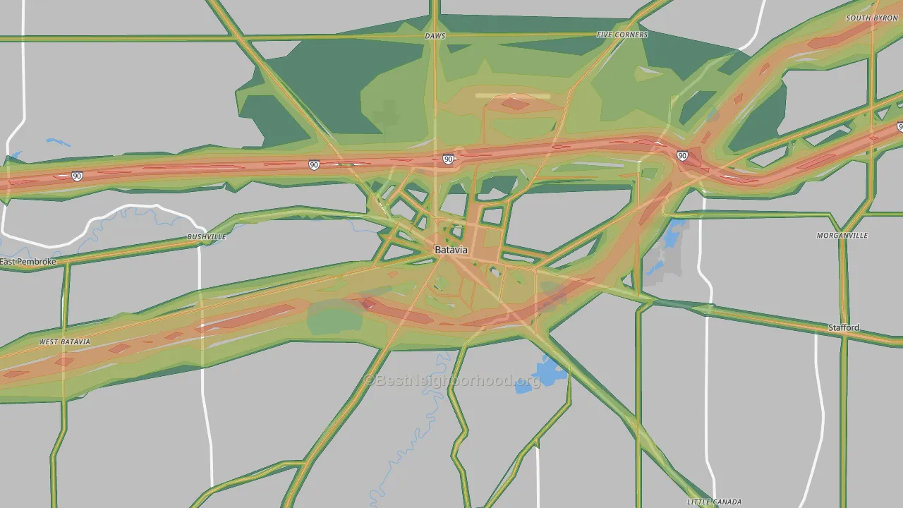 Batavia, NY Map of Noise Levels in Batavia