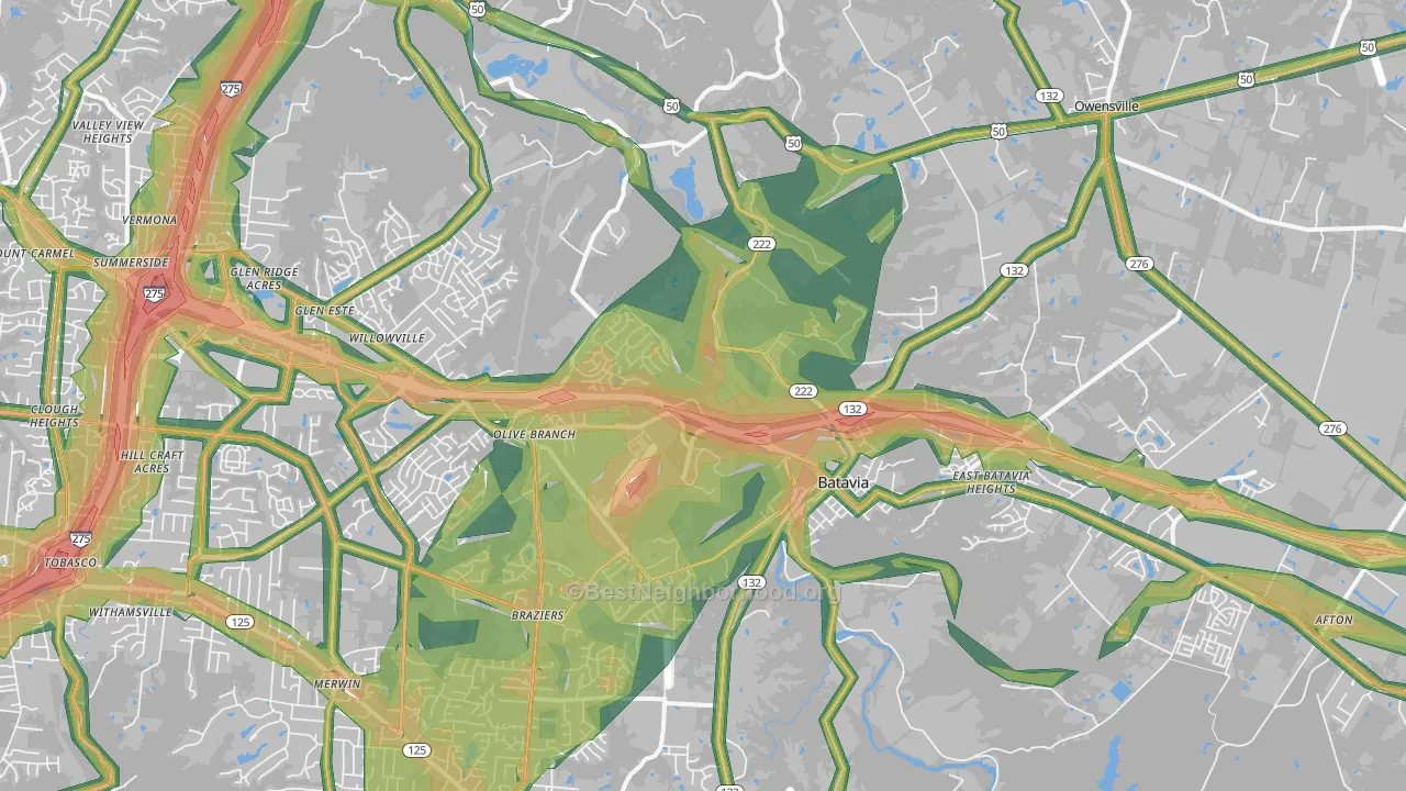 Batavia, OH Map of Noise Levels in Batavia