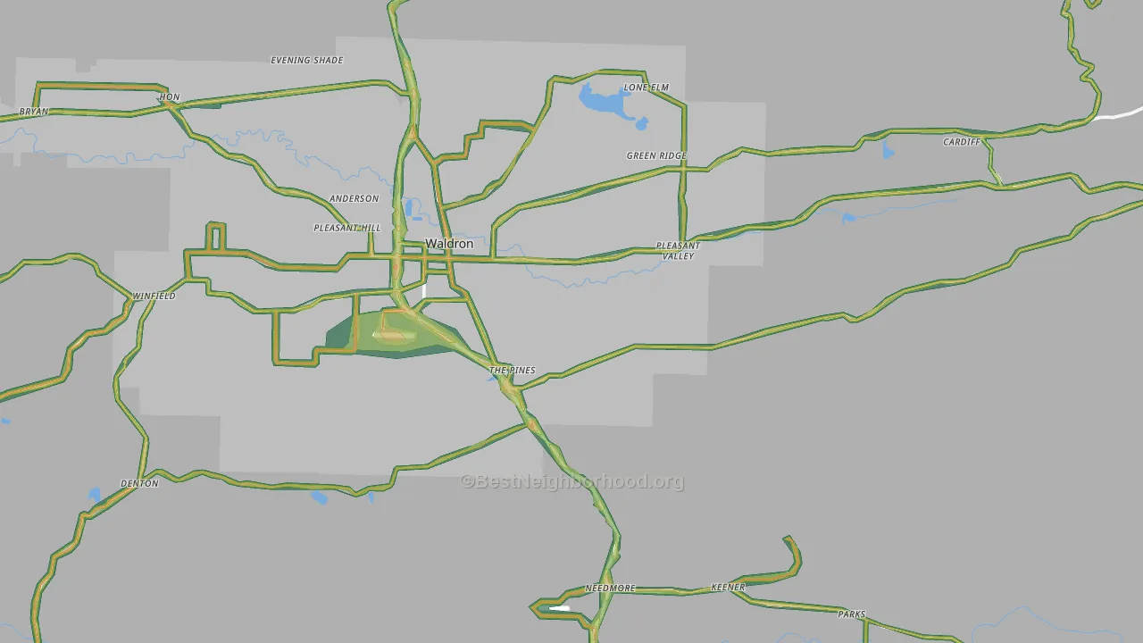 Bates, AR Map of Noise Levels in Bates