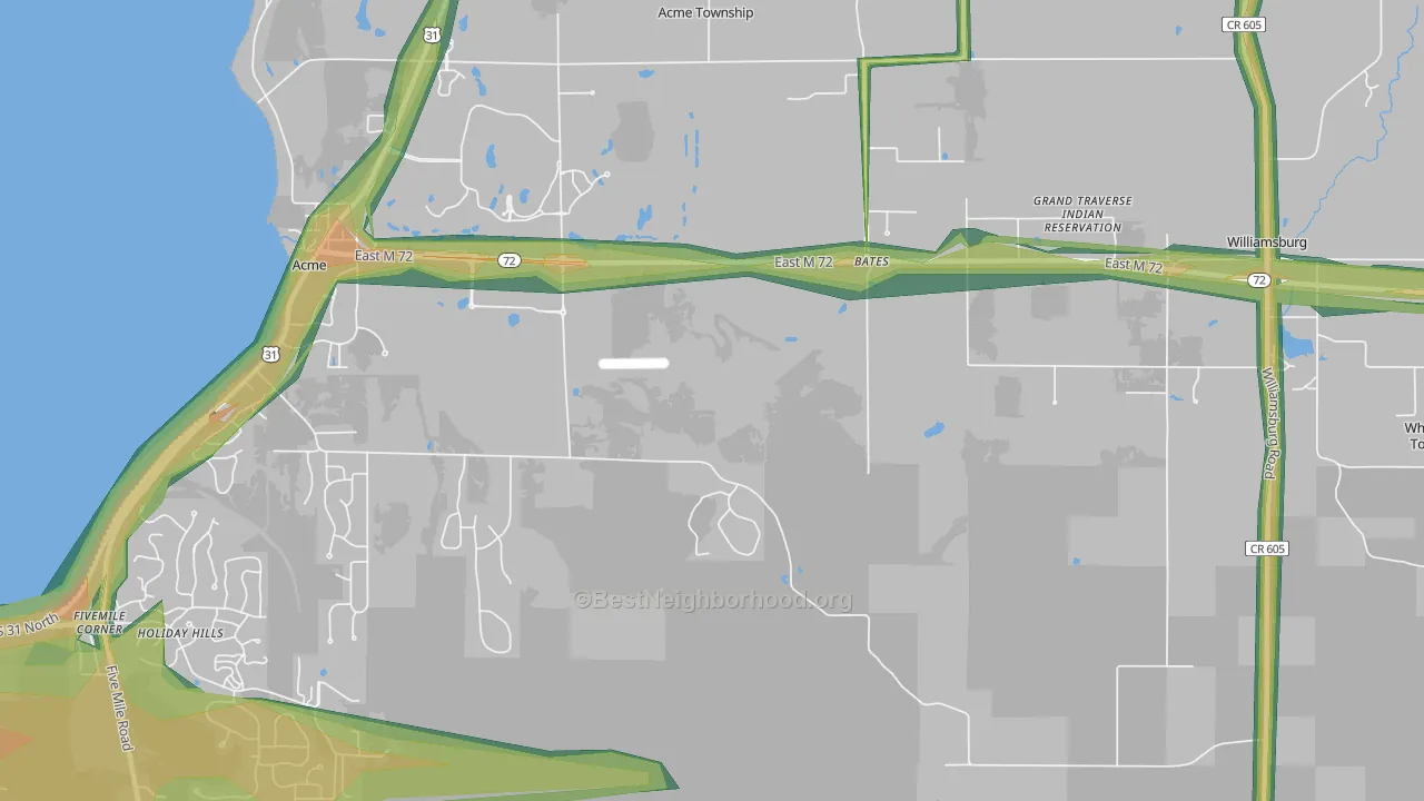 Bates, MI Map of Noise Levels in Bates