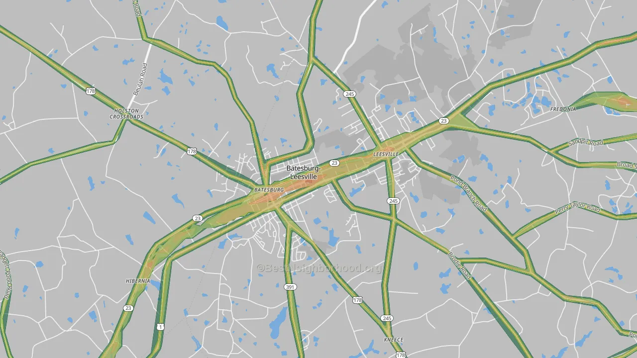 Batesburg-Leesville, SC Map of Noise Levels in Batesburg-Leesville