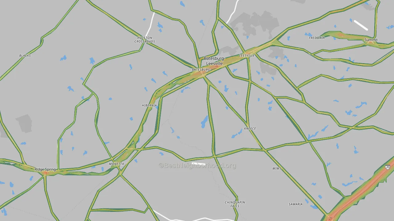Batesburg, SC Map of Noise Levels in Batesburg