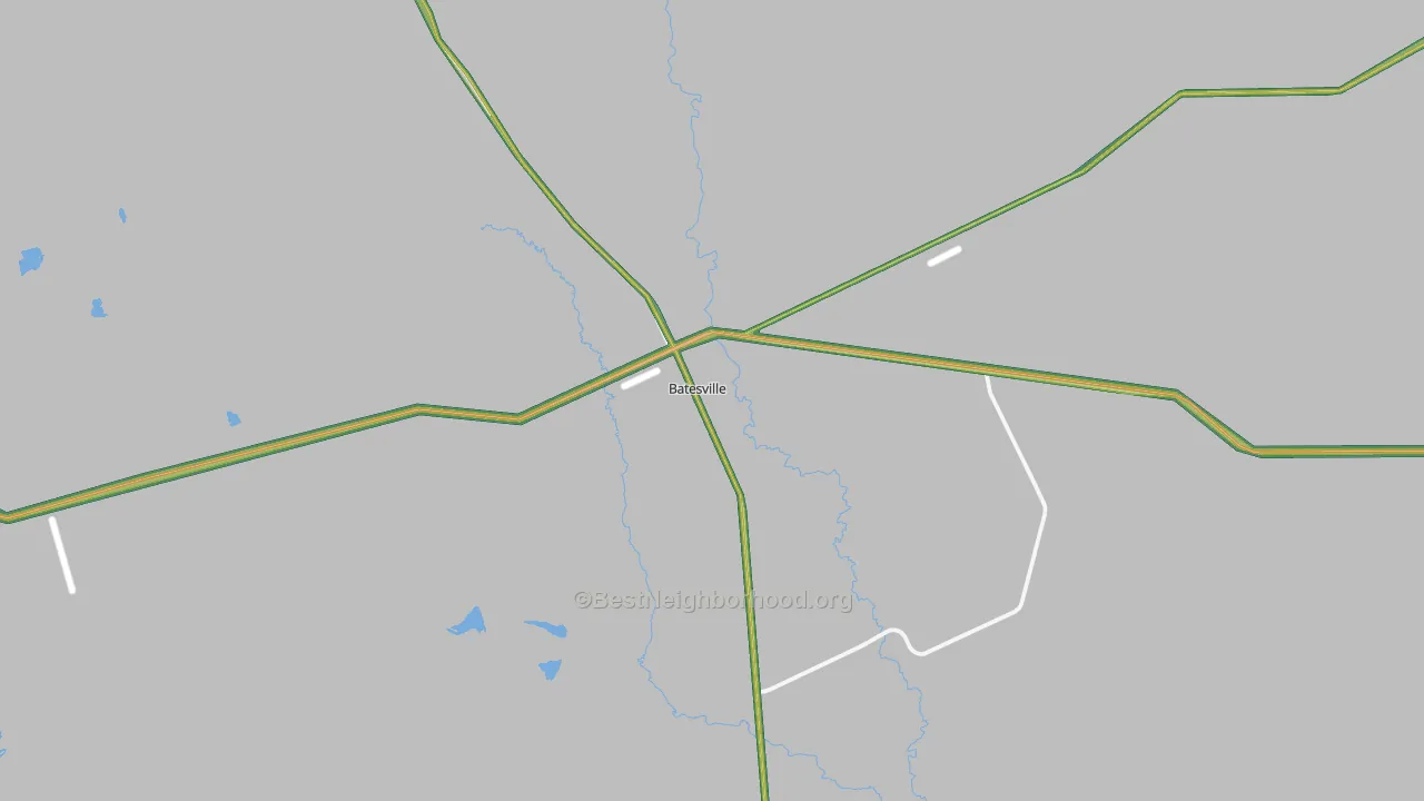 Batesville, TX Map of Noise Levels in Batesville