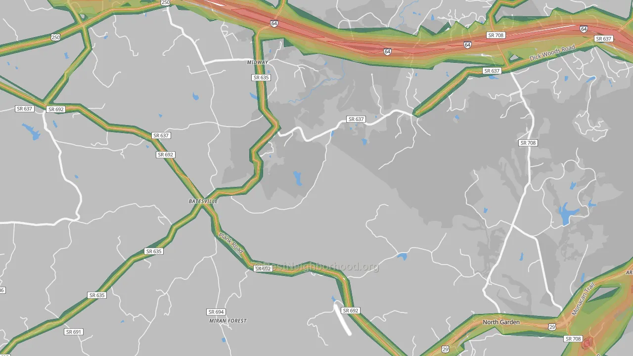 Batesville, VA Map of Noise Levels in Batesville
