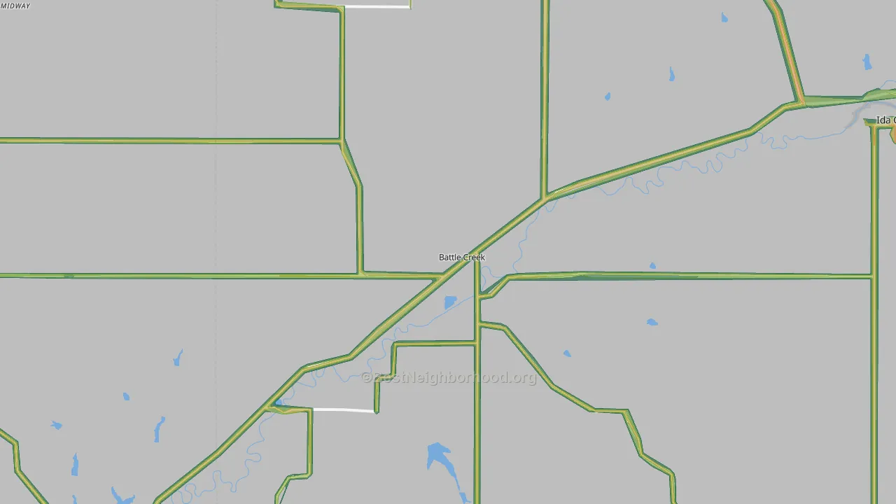 Battle Creek, IA Map of Noise Levels in Battle Creek