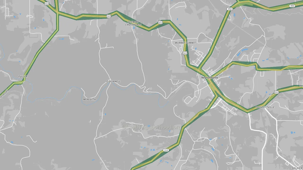 Battle Hollow, PA Map of Noise Levels in Battle Hollow